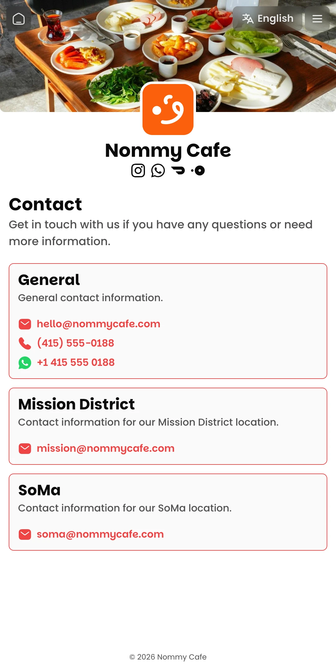 Preview of the Blaze Contact page layout