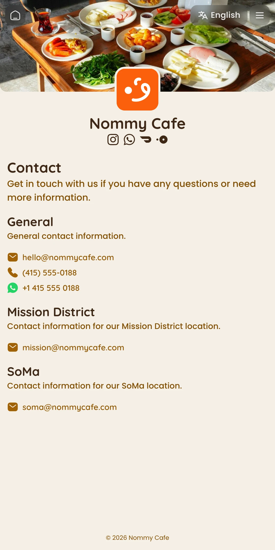 Preview of the Ember Contact page layout