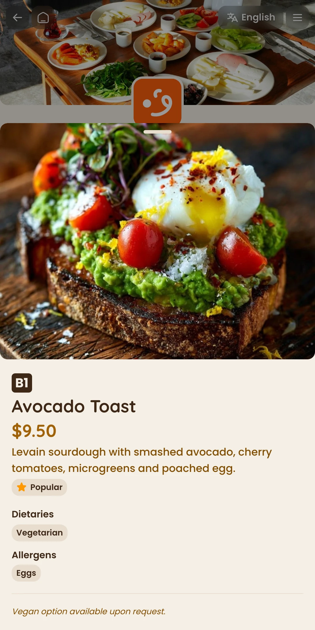 Preview of the Ember Menu Item page layout