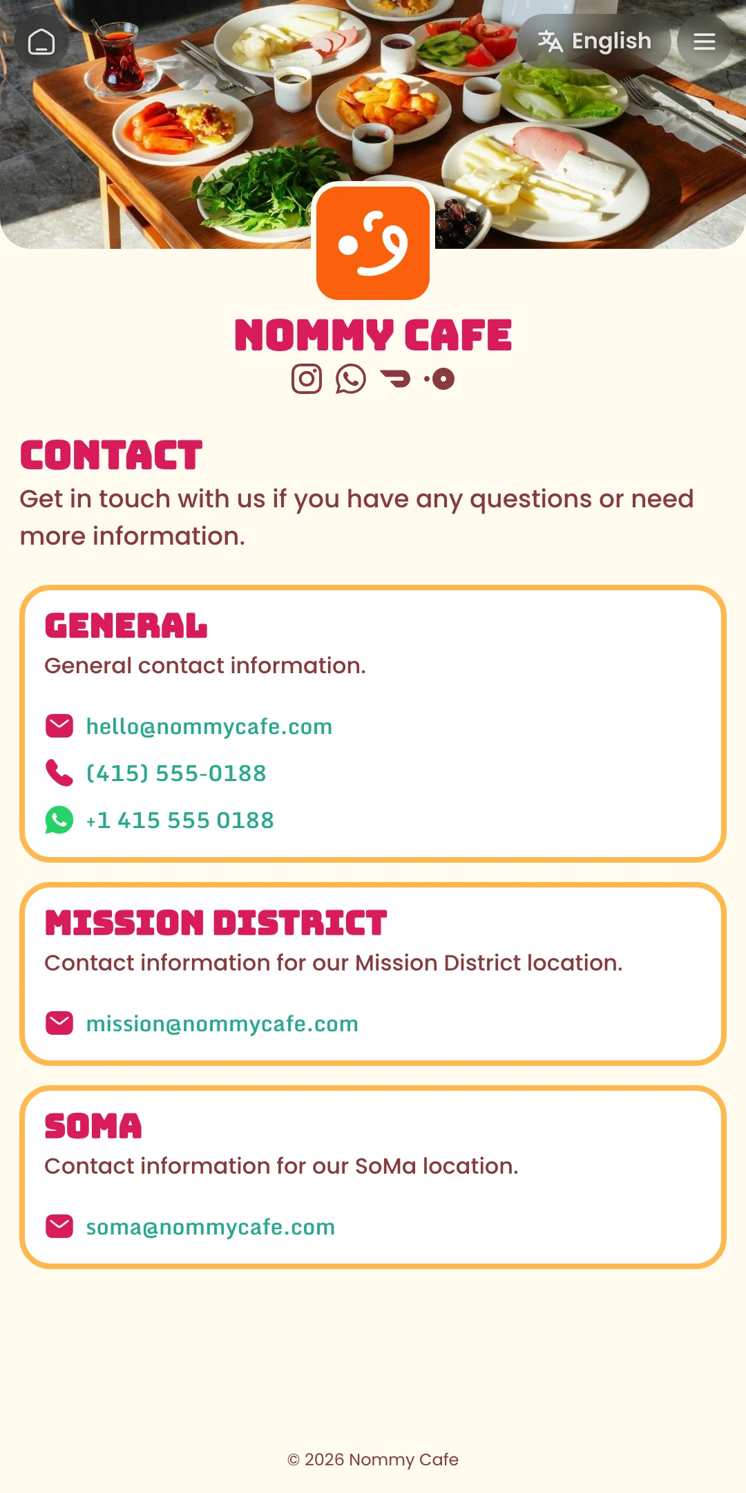 Preview of the Fiesta Contact page layout
