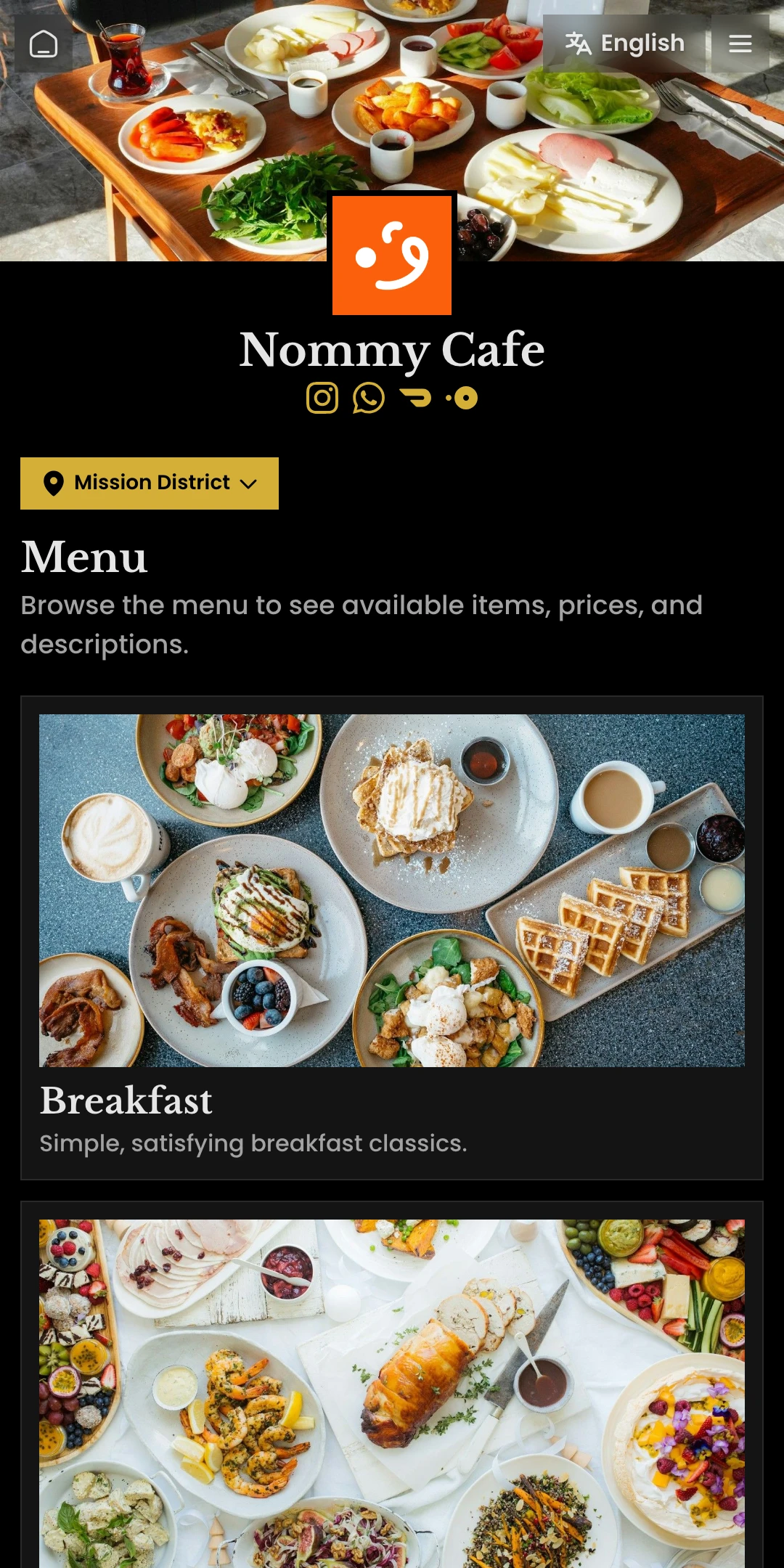 Preview of the Luxe Menu List page layout