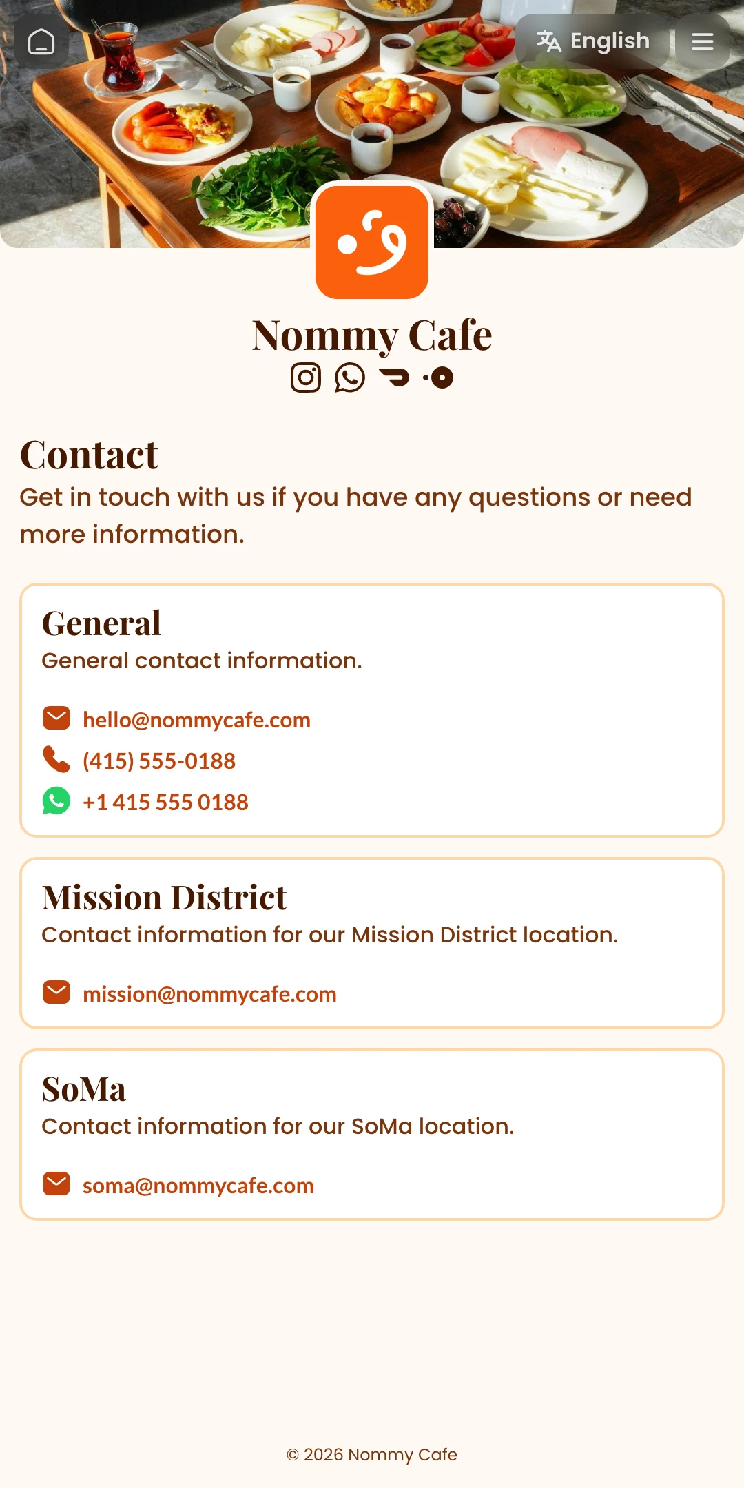 Preview of the Massimo Contact page layout