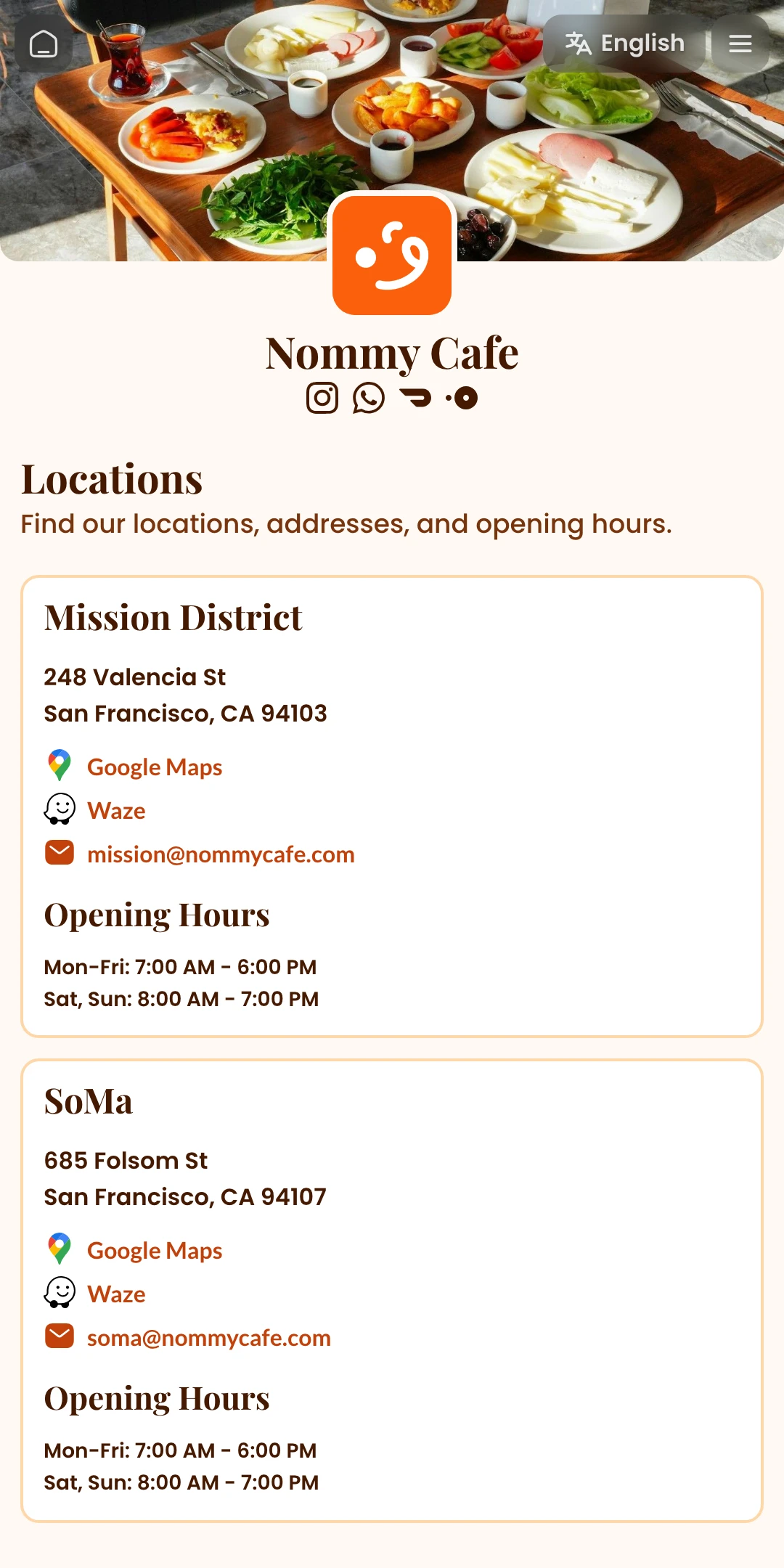 Preview of the Massimo Locations page layout
