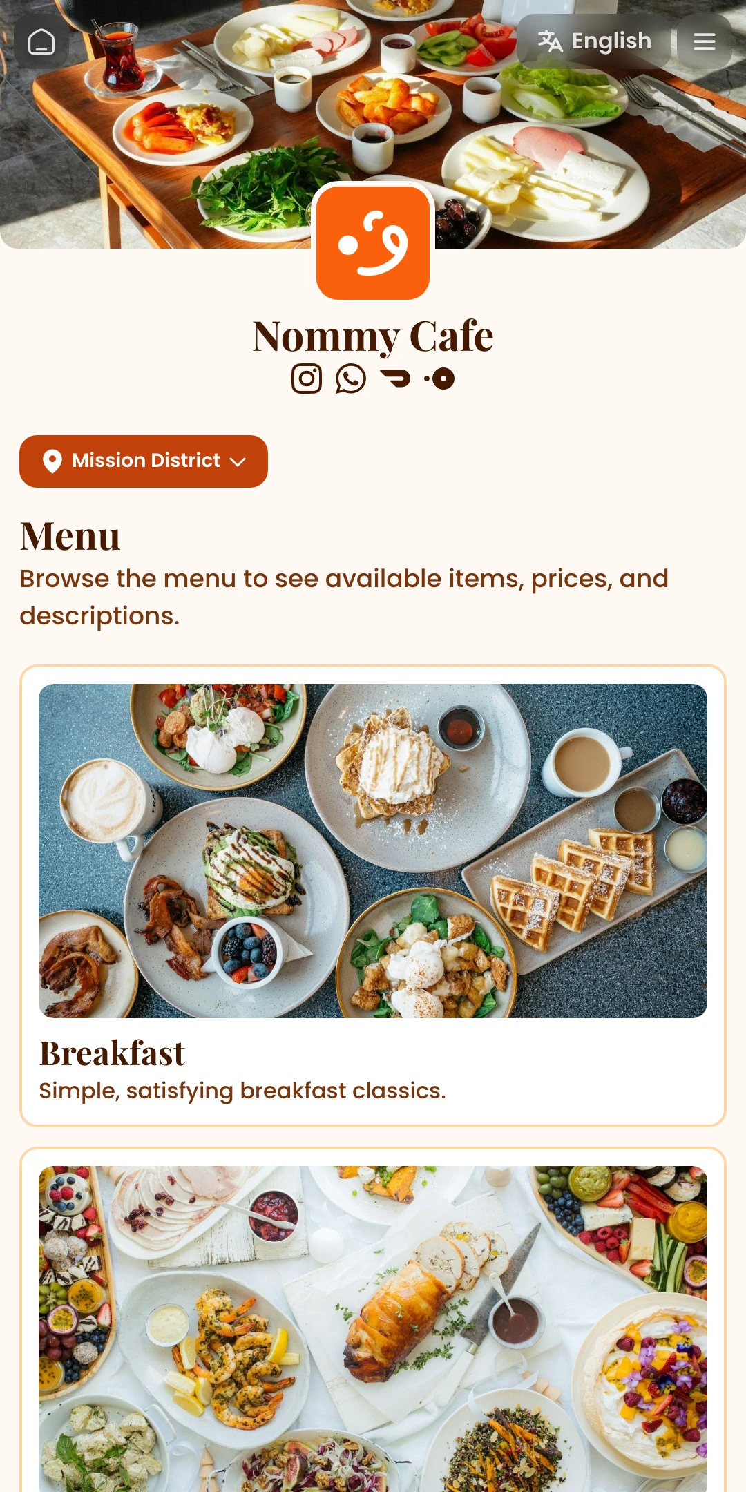 Preview of the Massimo Menu List page layout