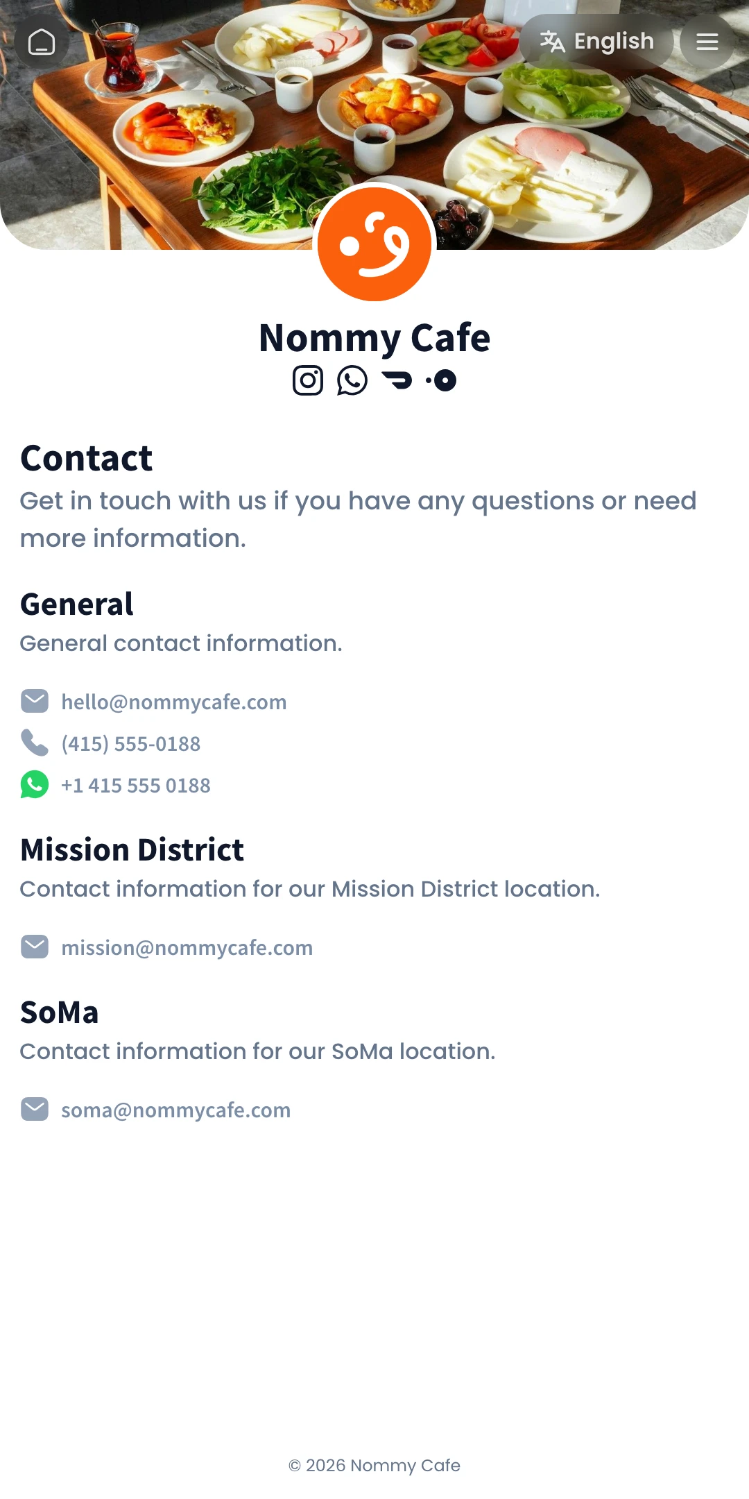 Preview of the Minimal Contact page layout