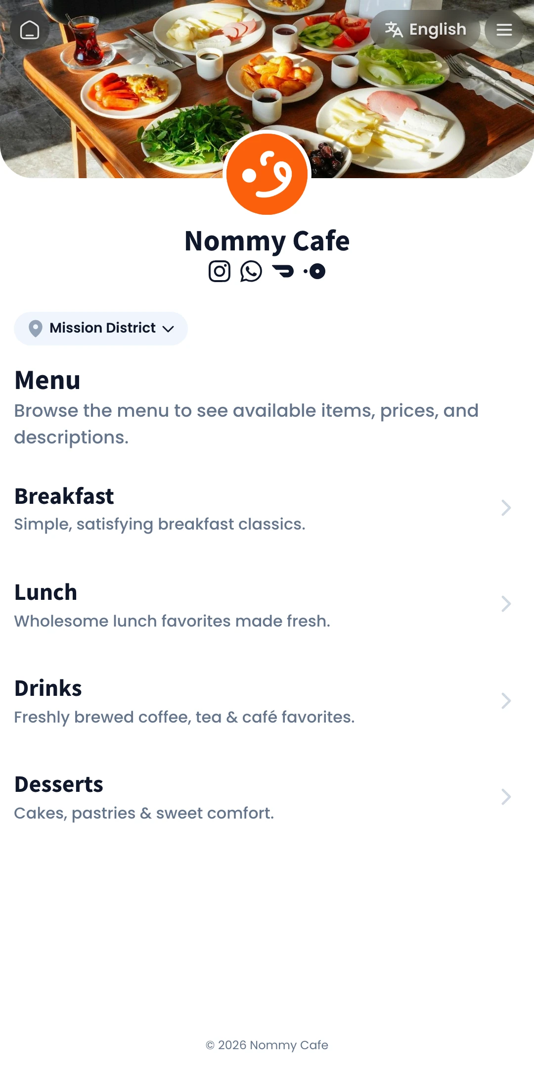 Preview of the Minimal Menu List page layout