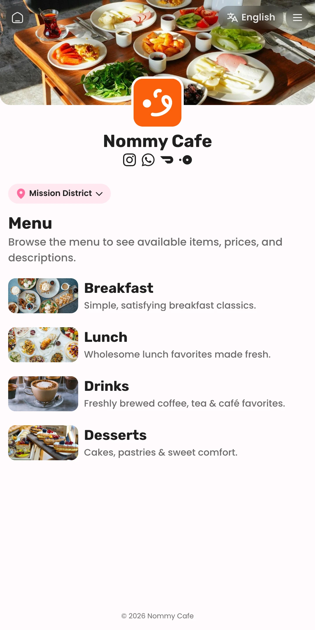 Preview of the Mochi Menu List page layout