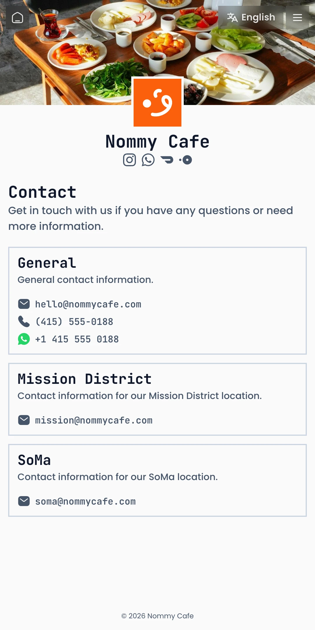 Preview of the Mono Contact page layout