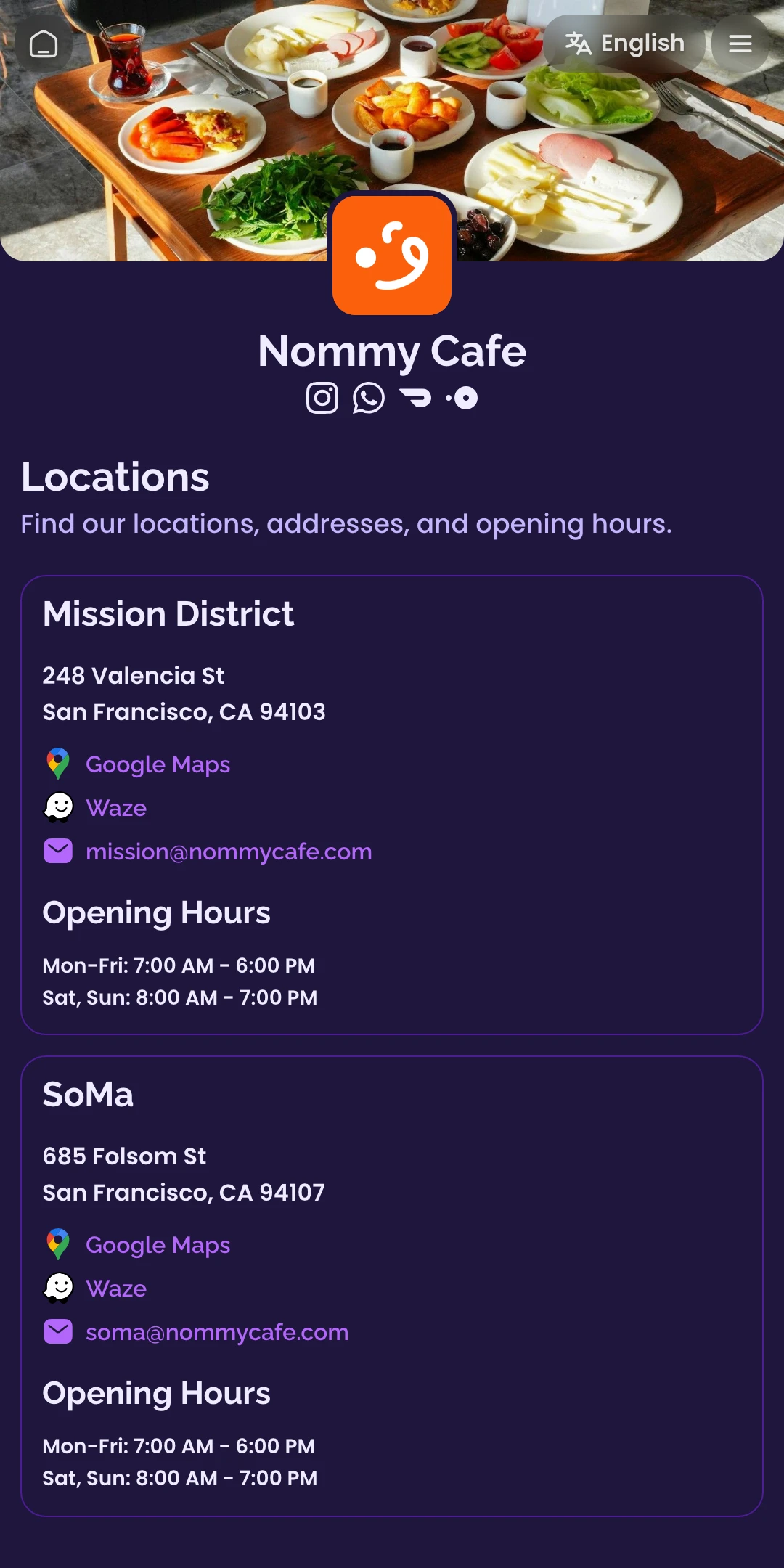 Preview of the Muse Locations page layout