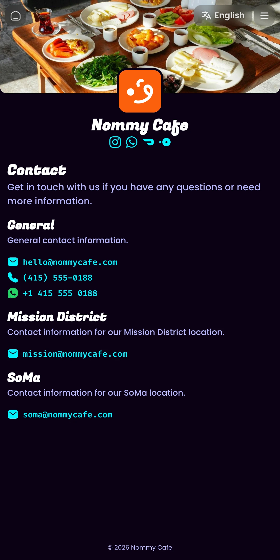 Preview of the Neon Contact page layout