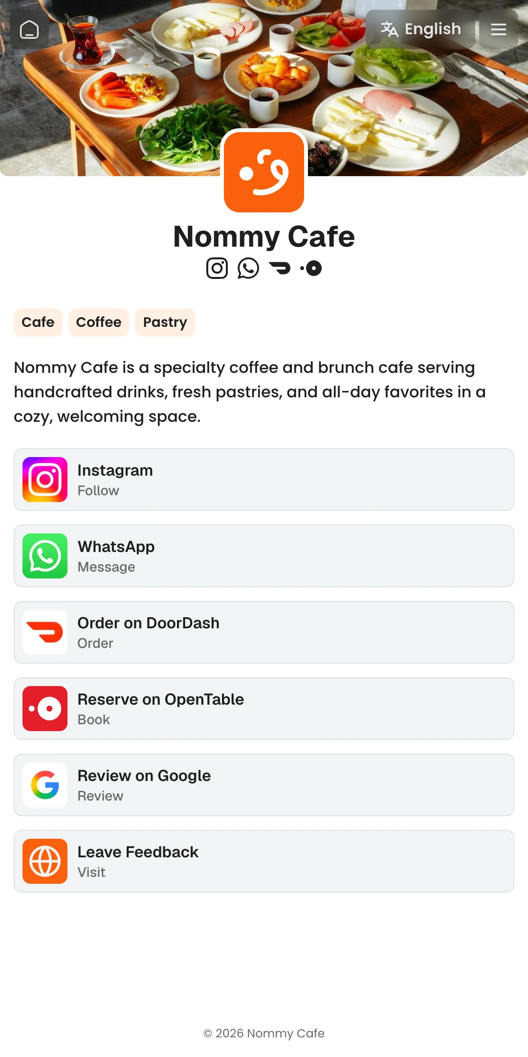 Preview of the Nommy Home page layout