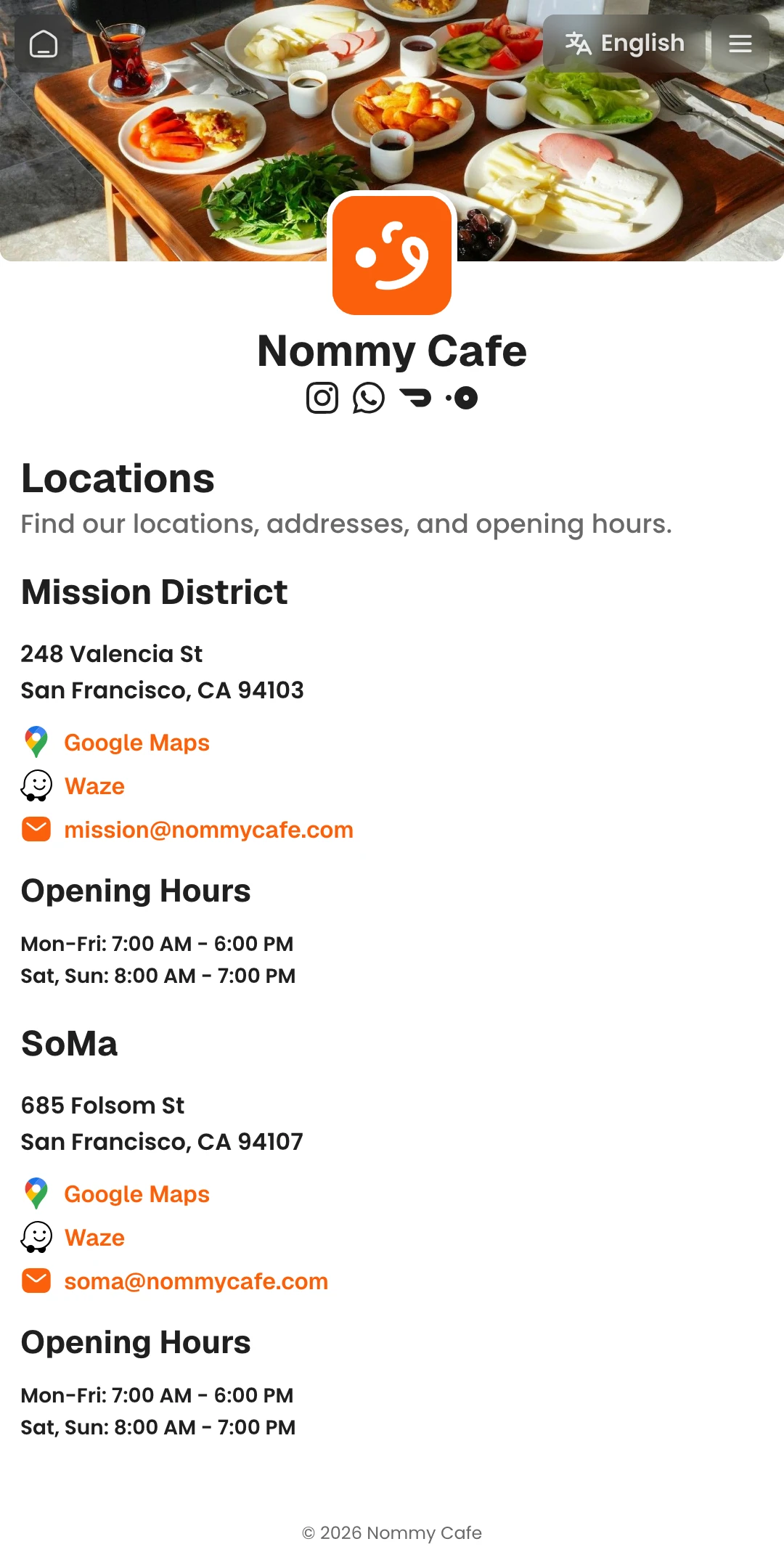 Preview of the Nommy Locations page layout