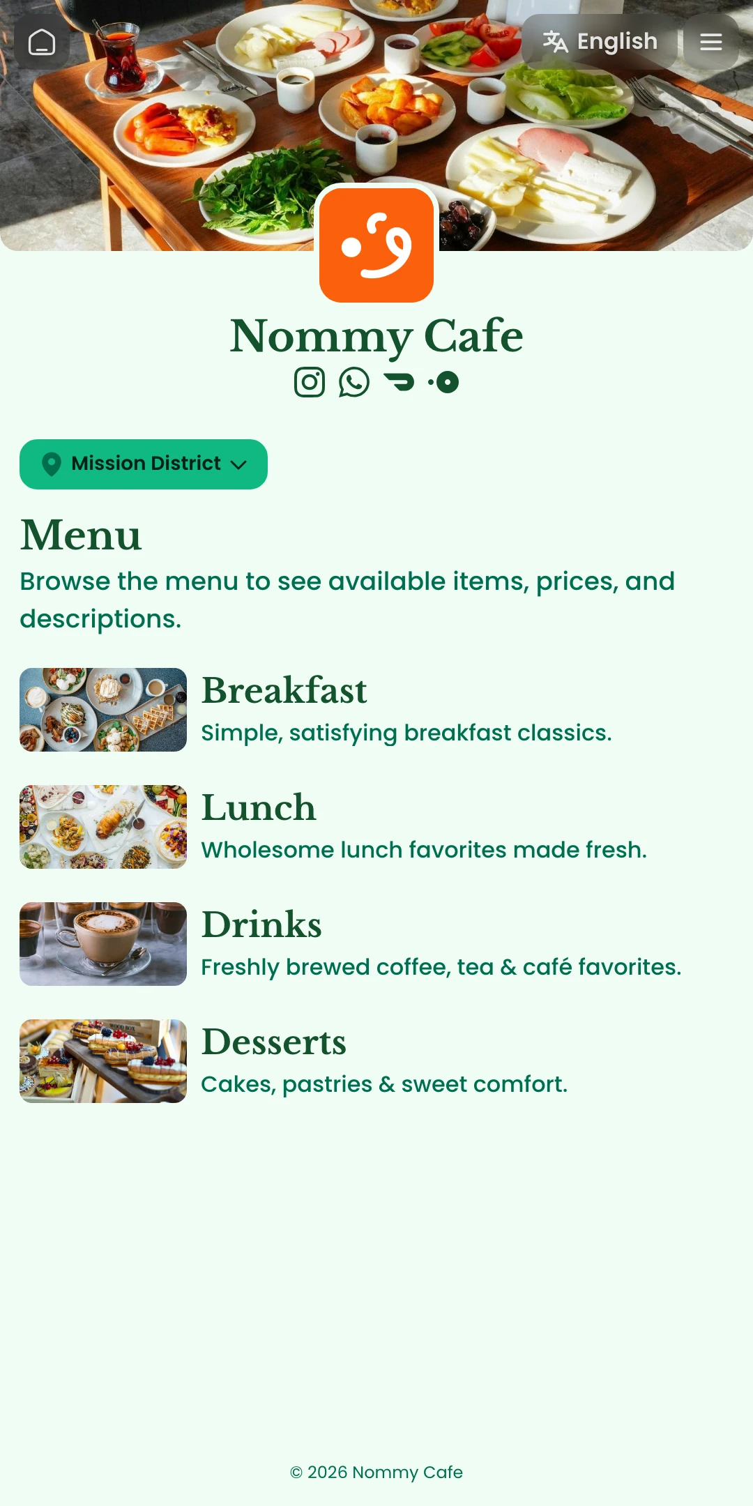 Preview of the Sprout Menu List page layout