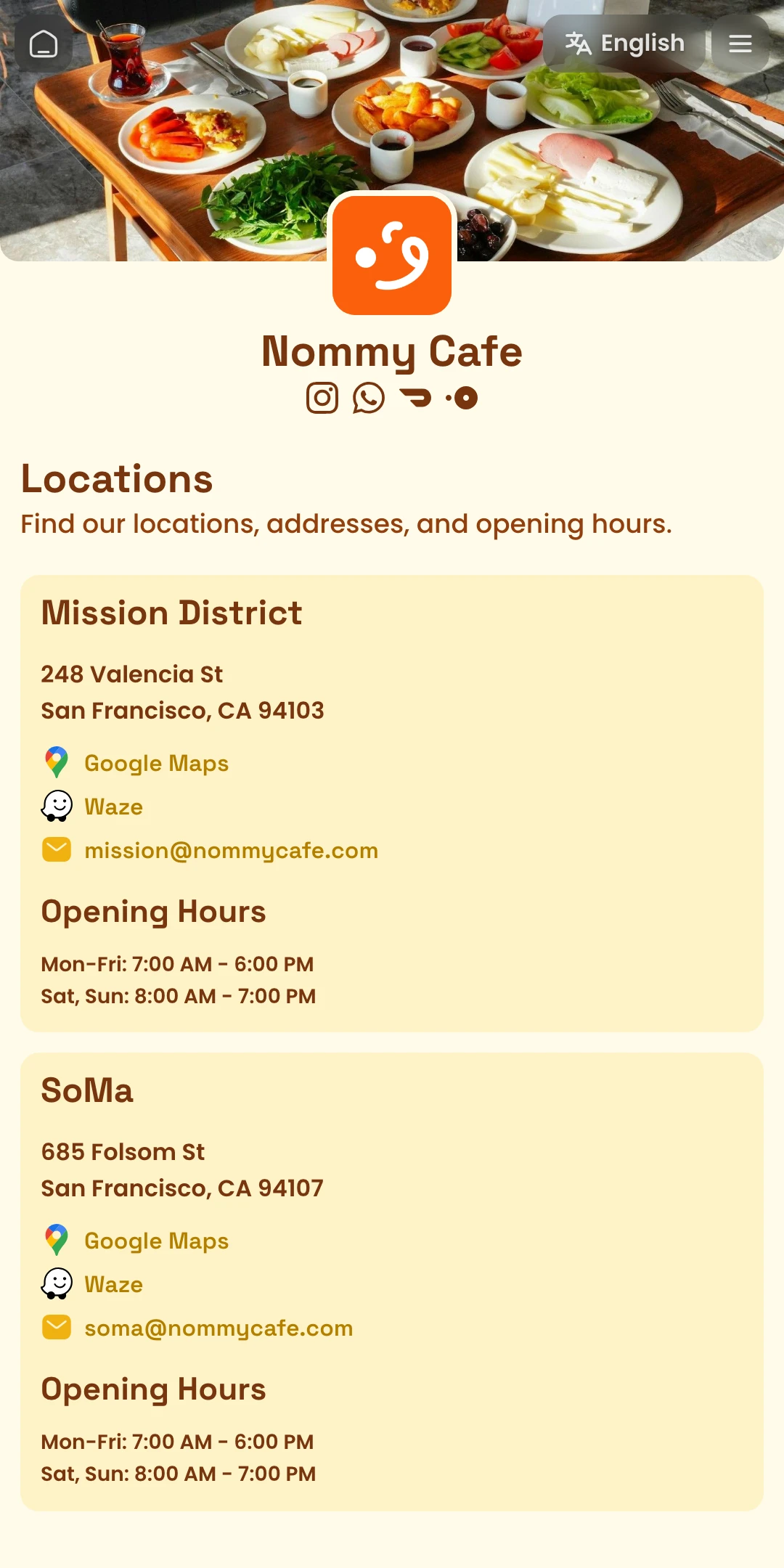 Preview of the Sunrise Locations page layout